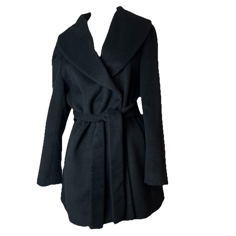 Calvin Klein Shawl Collar Wool Blend Women's Coat Size M Jacket Black